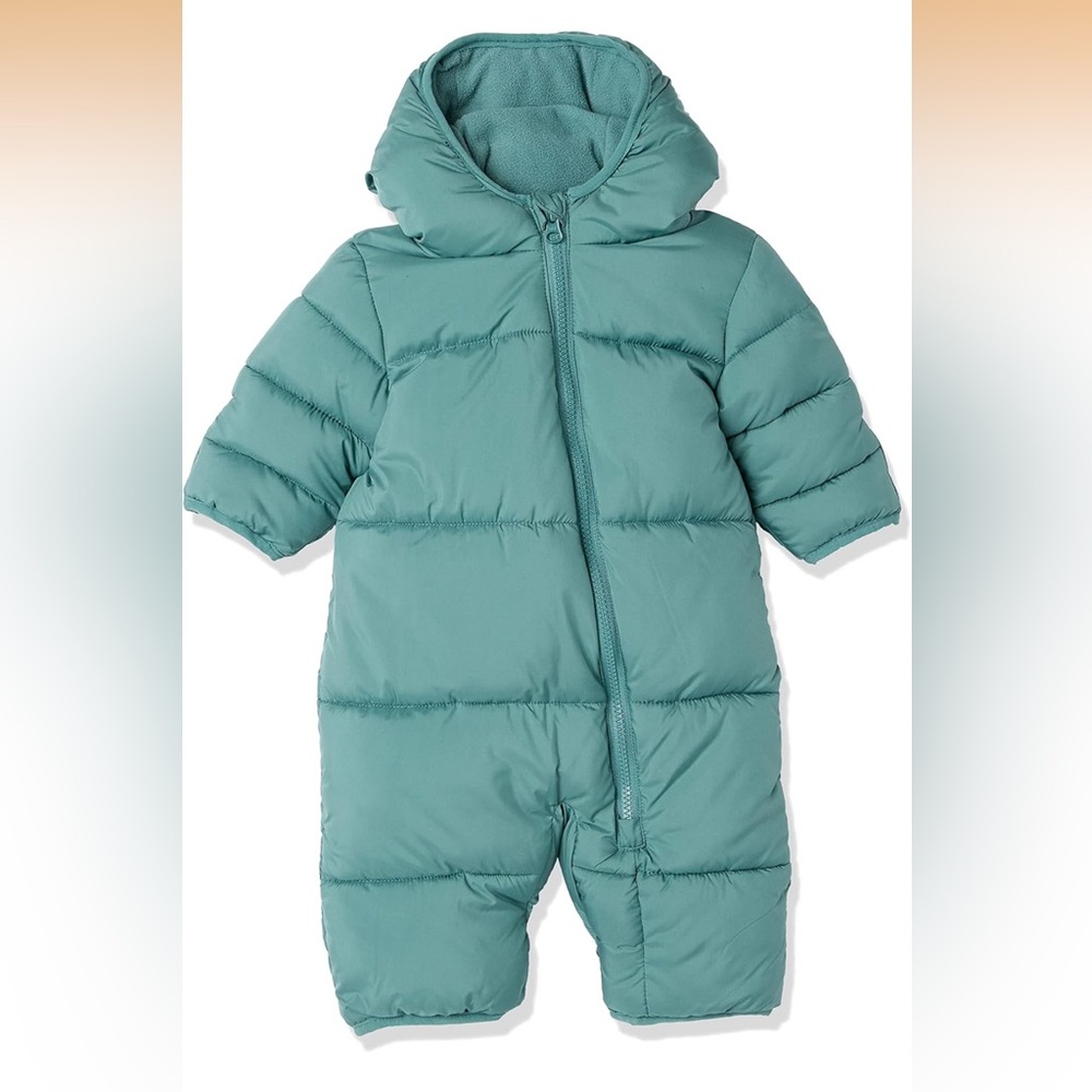 Amazon Essentials Unisex Babies' Puffer Bunting Suit Dark Sage Green Size 18 Mos